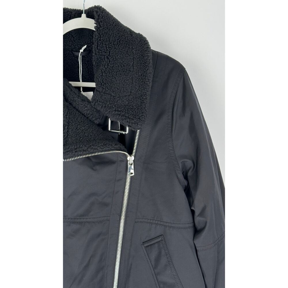 & Other Stories Stockholm Aviator Jacket Womens Large Black New Faux Shearling - Picture 10 of 16